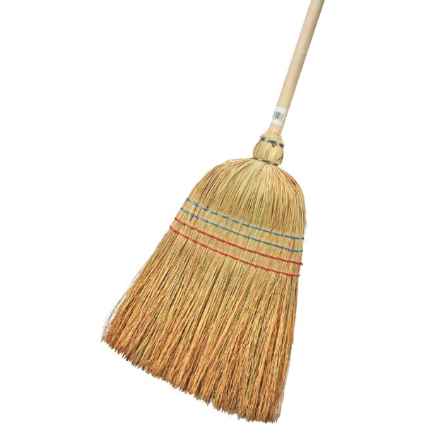 Strohbesen mit Holzstiel, 4-Naht