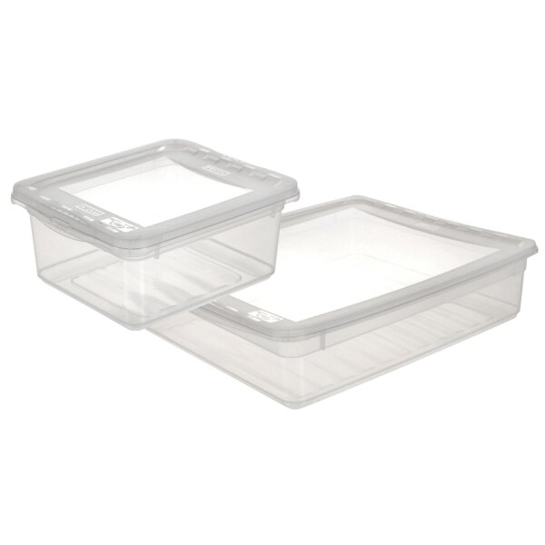 Aufbewahrungsbox "bea", 30 Liter flach, transparent