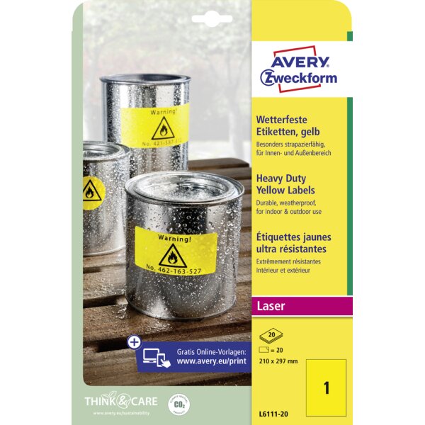 Folien-Etiketten, 99,1 x 42,3 mm, gelb