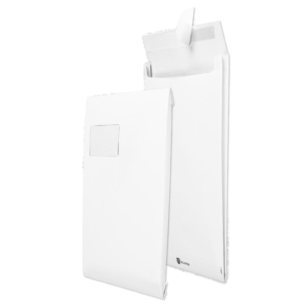 Faltenversandtasche, C4, weiss, mit Fenster
