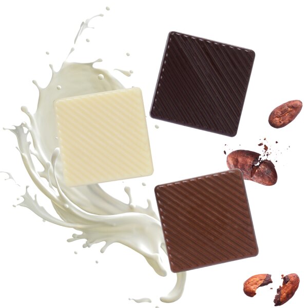 Belgische Schokoladen-Täfelchen, in Runddose