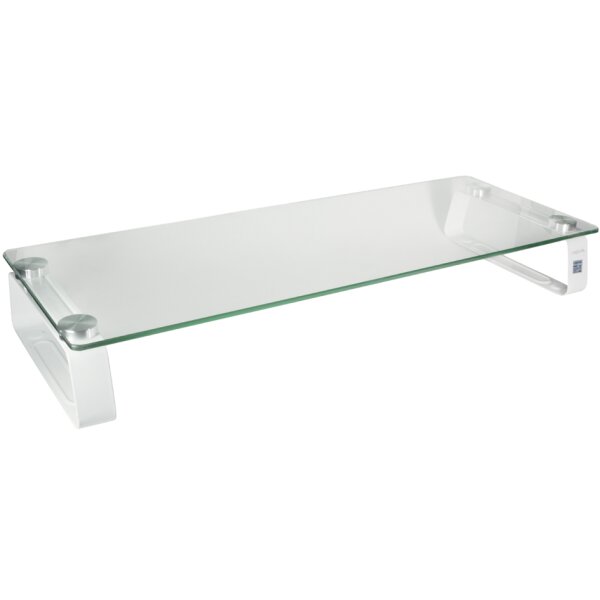 Monitorständer, Stahl Glas, weisses Gestell