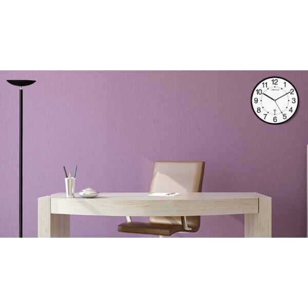 Wanduhr Funkuhr "WAVE", Durchmesser: 300 mm, silber