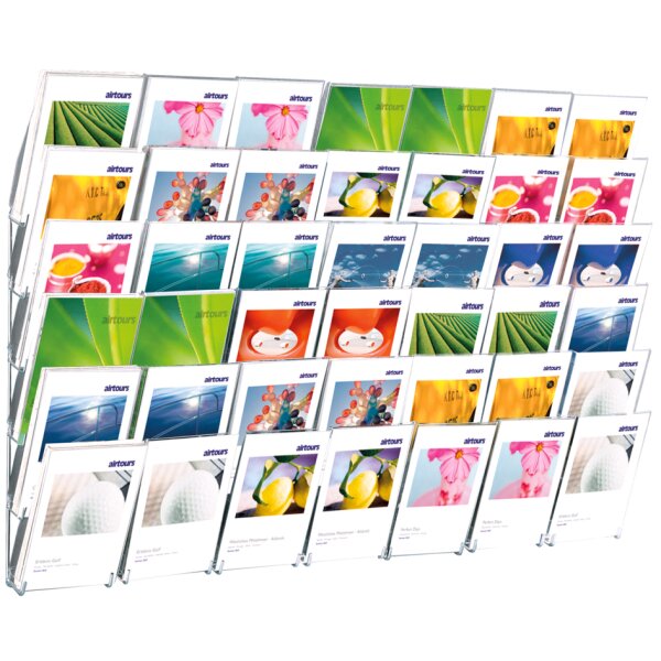 Wand-Prospekthalter concept, DIN A4 hoch, 6 Fächer