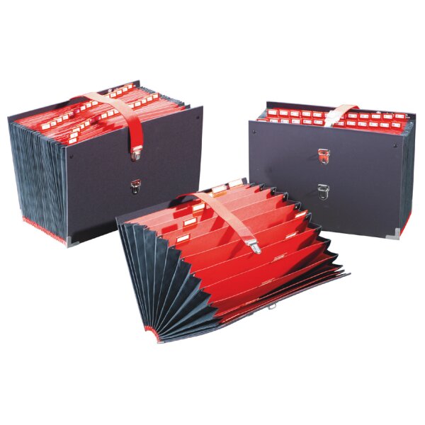 Fächertasche, 25 Fächer, alphanumerisch, schwarz