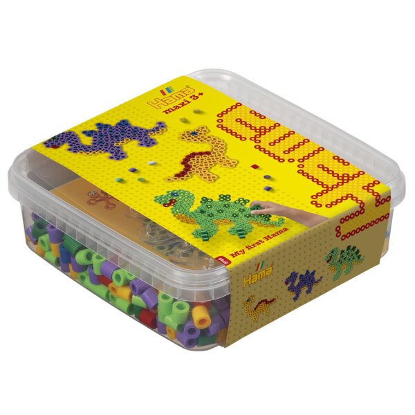 Bügelperlen maxi + Stiftplatte "Dinosaurier", in Box