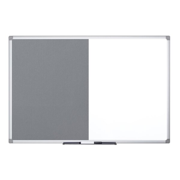 Kombitafel, Weisswand Filz, grau, 900 x 600 mm