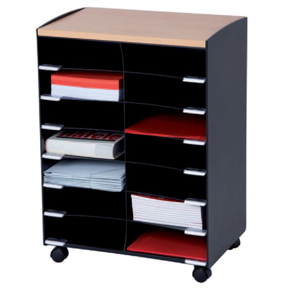 Rollwagen, 2 Fächer, schwarz buche