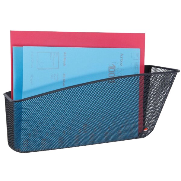 Wand-Prospekthalter "MESHFILEMAG", A4, schwarz, quer