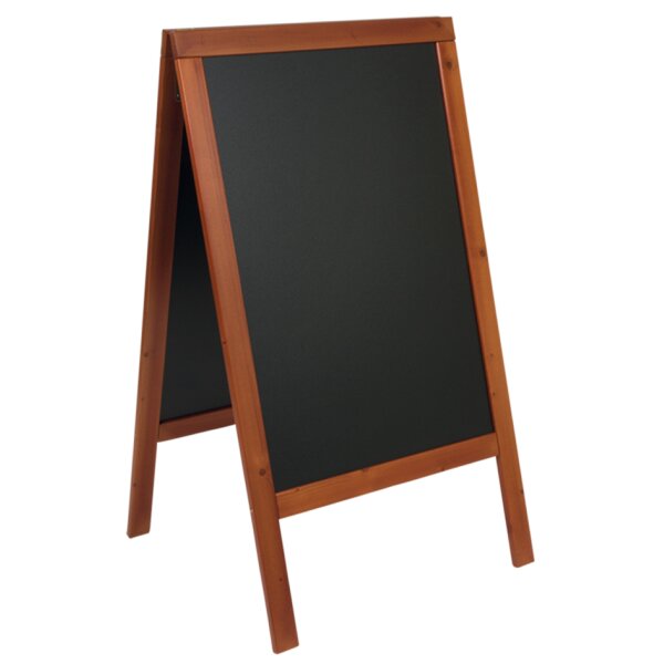 Kundenstopper WOODY, mit Kreideoberfläche, mahagoni