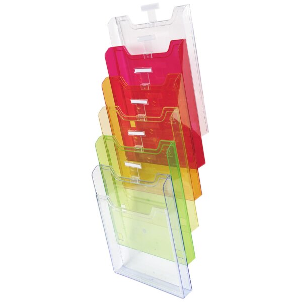 Wand-Prospekthalter, A4 hoch, 6 Fächer, harlekin